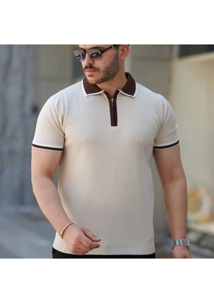 Erkek Renkli Yaka Kısa Kollu Tişört