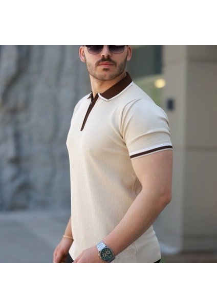Erkek Renkli Yaka Kısa Kollu Tişört fiyatları