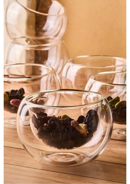 Bowy 6'lı Çift Cidarlı Cam Sosluk Reçellik Drajelik Lokumluk Kase 6,1x3,5 cm fiyatları