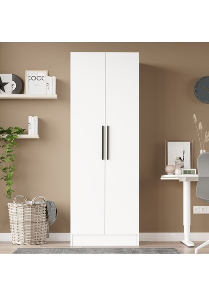 Nexus 2 Kapaklı Gardırop Elbise Dolabı Beyaz Ns1-W
