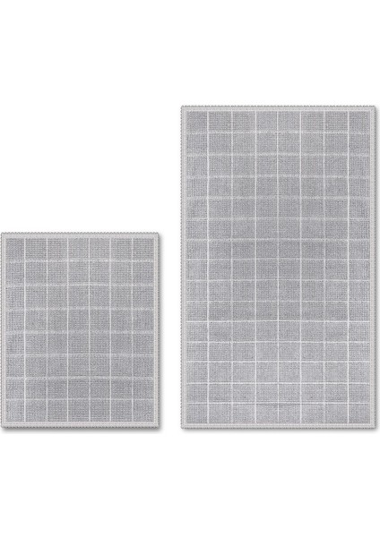 Basıd Grıd Doğal Pamuklu 2'li Banyo Paspas Seti 60X100 50X60 Gri