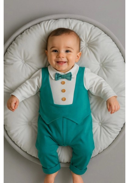 Bebek Şık Tulum Papyonlu Uzun Kollu