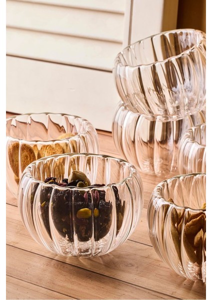 Bowy Line 6'lı Çift Cidarlı Cam Sosluk Reçellik Drajelik Lokumluk Kase 8x4,5 cm fiyatları