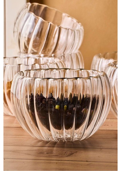 Bowy Line 6'lı Çift Cidarlı Cam Sosluk Reçellik Drajelik Lokumluk Kase 9x5,5 cm fiyatları