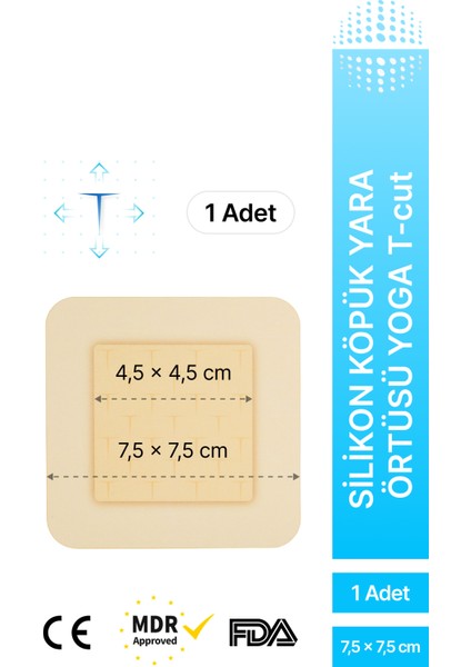 Silikon Köpük Yara Örtüsü Yapışkan Kenarlı Yoga T-Cut