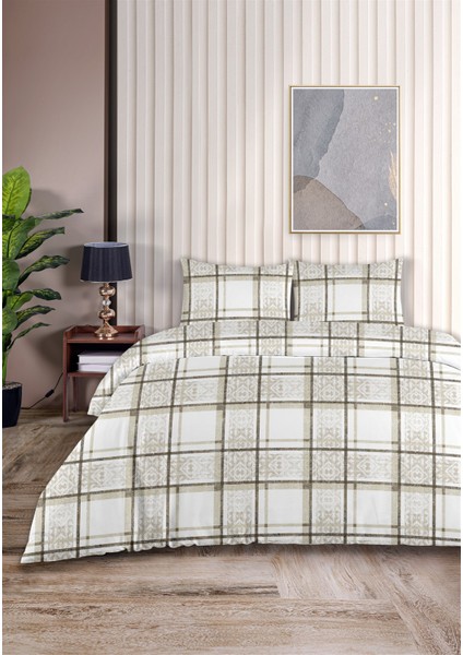 Hermes %100 Pamuk Çift Kişilik Nevresim Seti 200X220CM Koyu Bej