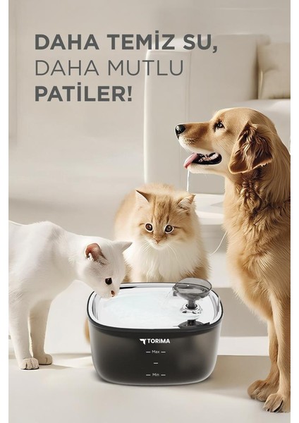 Tpd-01 Siyah Otomatik Filtreli Kedi Köpek Su Pınarı Su Çeşmesi Ultra Sessiz Su Şelalesi modelleri