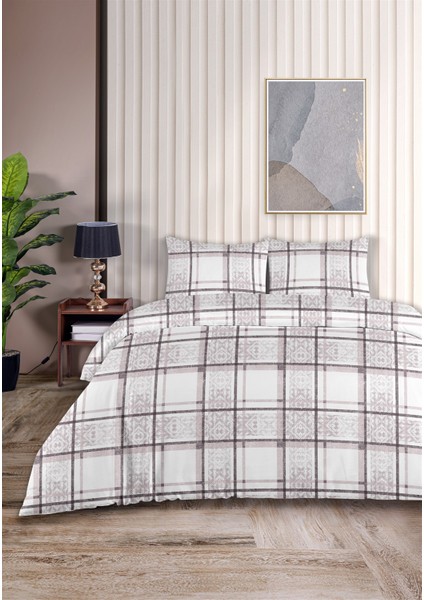 Hermes %100 Pamuk Çift Kişilik Nevresim Seti 200X220CM Mürdüm