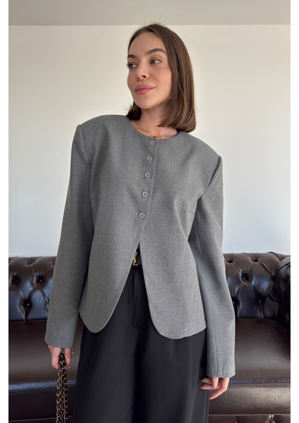 Özel Üretim Kısa Tasarım Ceket- Gri fırsatları