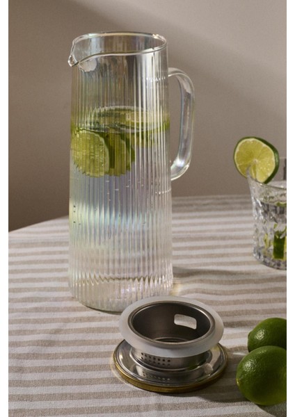 Pina Luster Çizgi Dokusu Filtre Kapaklı Sürahi 1300ML fiyatları