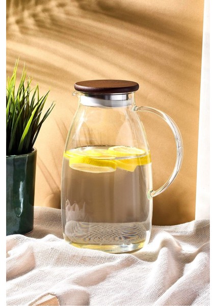 Savio Şeffaf Ahşap Kapaklı Wood Sürahi 2250 ml