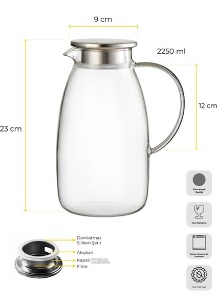 Savio Şeffaf Ahşap Kapaklı Wood Sürahi 2250 ml fırsatları