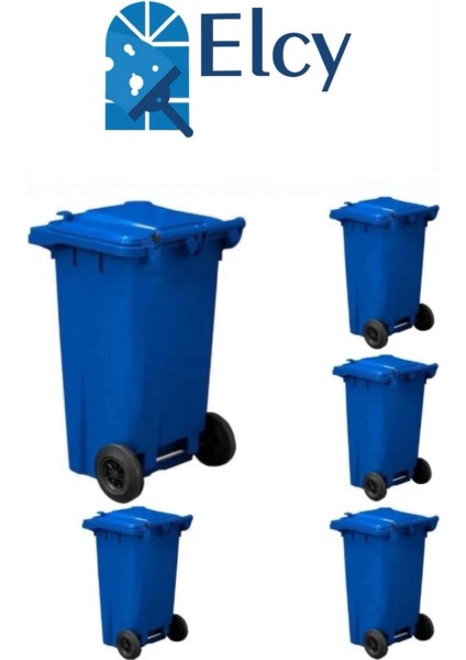 120 Lt 5 Adet Mavi Plastik Çöp Konteyneri Isıya Karşı Dayanıklı