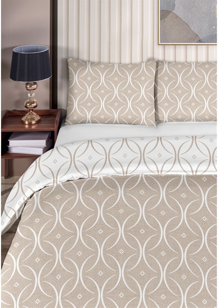 Focus %100 Pamuk Çift Kişilik Nevresim Seti 200X220CM Bej Beyaz fiyatları