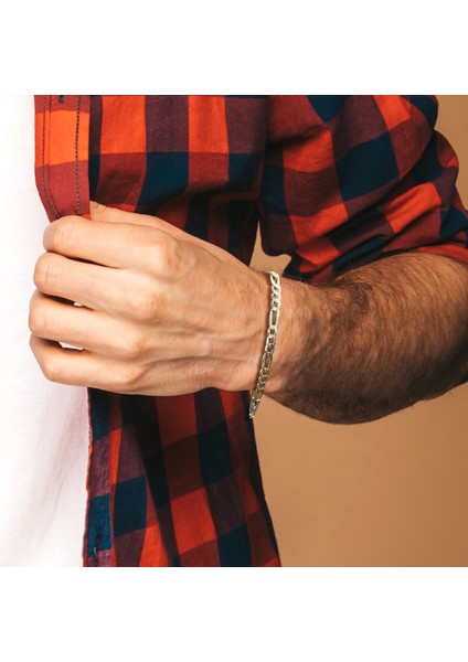 925 Ayar Gümüş 4mm Erkek Figaro Zincir Bileklik Kararma Yapmaz