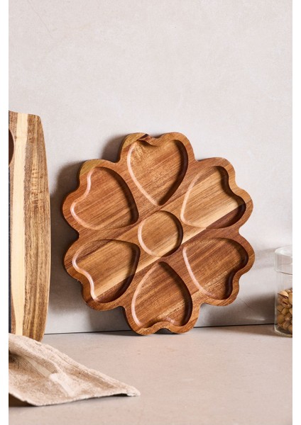 Akasya Kalp Bölmeli Çerez Tabağı 25 cm fiyatları