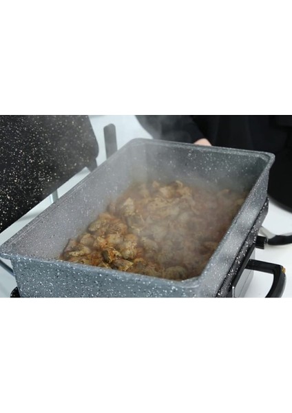 Turbo Grill Bazlama ve Izgara Makinesi - 24x37 cm, Paslanmaz Çelik Gövde, Granit Kaplama, Yapışmaz ve Yanmaz Plakalar