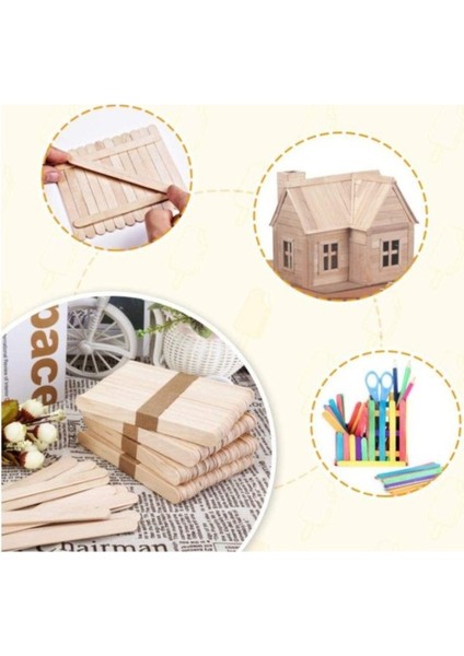5 Paket Natural Ince Dil Çubuğu Paketi 50'li Abeslang Tahta Dil Çubuğu - Ağda Spatulası fırsatları