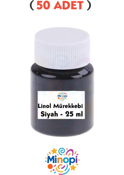 ( 50 Adet ) Linol Mürekkebi Siyah 25 ml Linol Baskı Mürekkebi Blok Baskı Sanat Hobi
