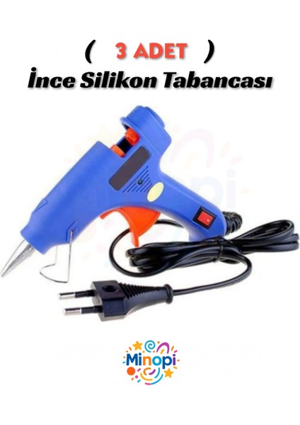 ( 3 Adet ) 20 Watt Sıcak Silikon Tabancası Ince Silikon Koruma Anahtarlı