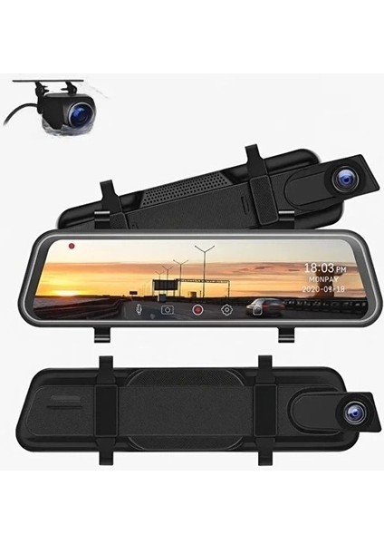 4K IPS Ekran Tam Dokunmatik 9.66” Dikiz Ayna Araç Içi Kamera (4k Ön 1080P Arka) | Carplay fiyatları