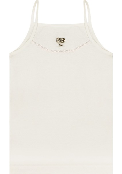 Kız Çocuk Atlet Ribana Ince Askılı Dantel Detaylı (%100 Pamuk)