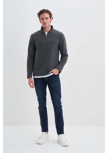Caz Yarım Fermuarlı Antrasit Erkek Sweatshirt modelleri