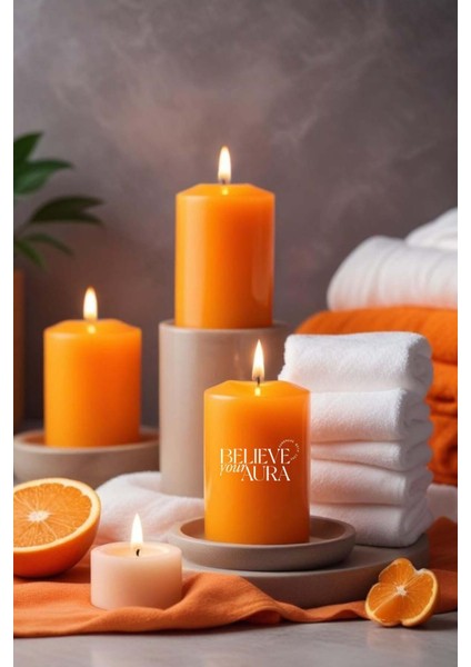 Sandal Ağacı Kokulu Turuncu Silindir Mum - %100 Doğal Soya Mumu Handmade Kokulu Mum - 7X12 cm indirimleri