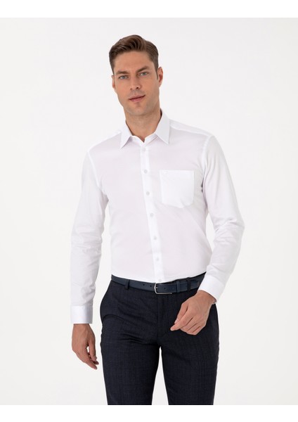 Erkek Beyaz Regular Fit Uzun Kollu Basic Gömlek 50313177-VR013 modelleri