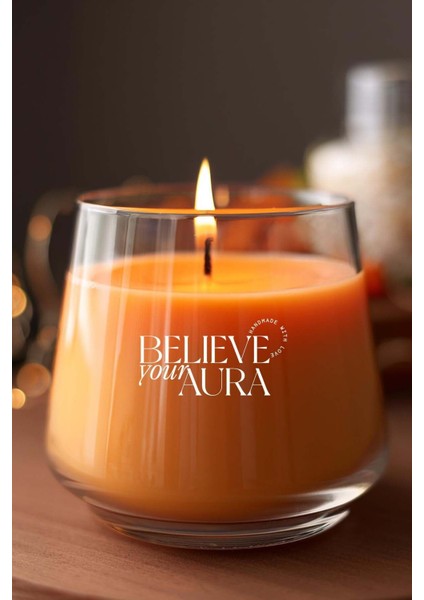 Vanilya Kokulu Turuncu Mum - %100 Doğal Soya Mumu Aromaterapi ve Dekoratif Kokulu Mum - 300 cc modelleri