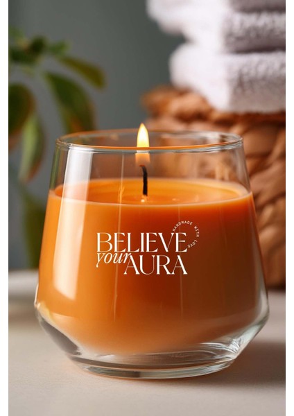 Vanilya Kokulu Turuncu Mum - %100 Doğal Soya Mumu Aromaterapi ve Dekoratif Kokulu Mum - 300 cc indirimleri