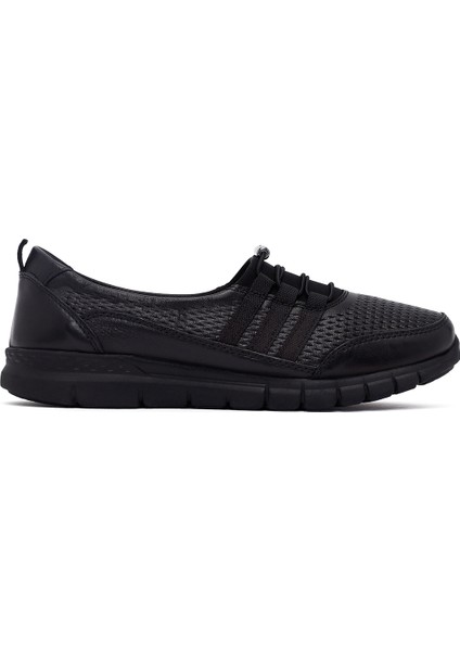Kadın Siyah Deri Comfort Loafer 25AFD500818