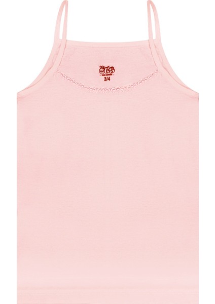 Kız Çocuk Atlet Ribana Ince Askılı Dantel Detaylı (%100 Pamuk)