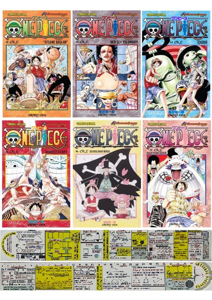 One Piece 12-13-14-15-16-17. Ciltler Manga Seti + Mat. Öğreten Cetvel