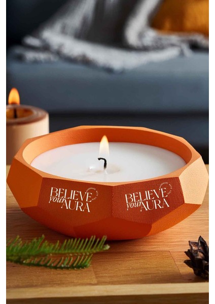Sandal Ağacı Kokulu Mum - %100 Soya Mumu El Yapımı Turuncu Beton Aromaterapi Kokulu Mum - 450 cc modelleri