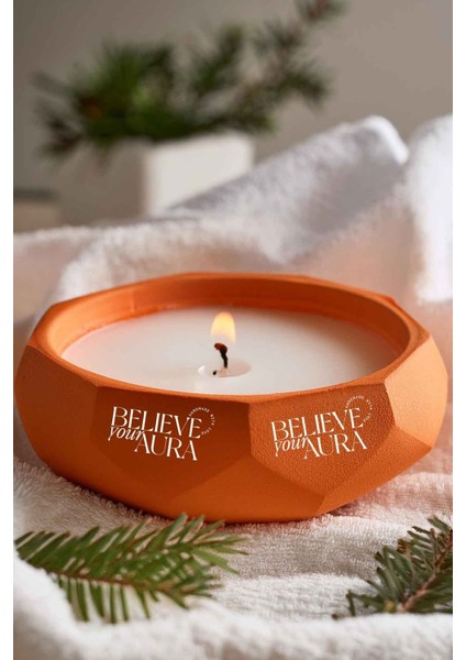 Sandal Ağacı Kokulu Mum - %100 Soya Mumu El Yapımı Turuncu Beton Aromaterapi Kokulu Mum - 450 cc indirimleri