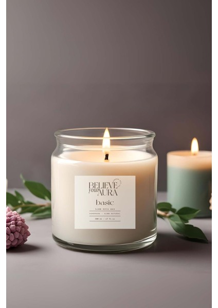 Kokusuz Natural Mum - %100 Doğal Soya Mumu Ahşap Kapaklı Aromaterapi Kavanoz Mum - 500 cc