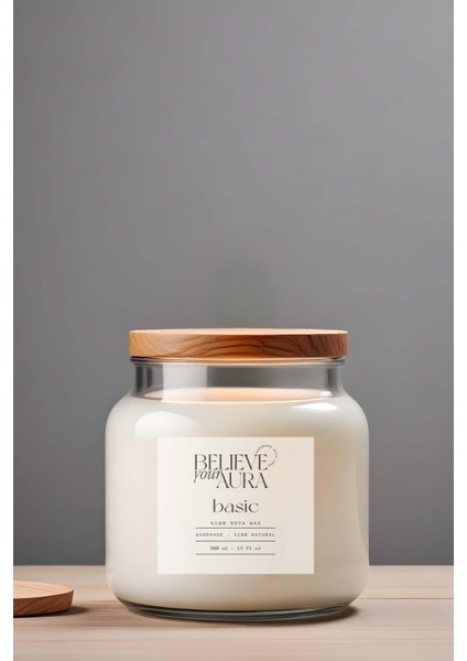 Kokusuz Natural Mum - %100 Doğal Soya Mumu Ahşap Kapaklı Aromaterapi Kavanoz Mum - 500 cc indirimleri