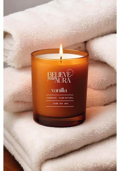 Vanilya Kokulu Mum - %100 Doğal Soya Mumu Lav Liberty Amber Bardak Mum - 280 cc modelleri