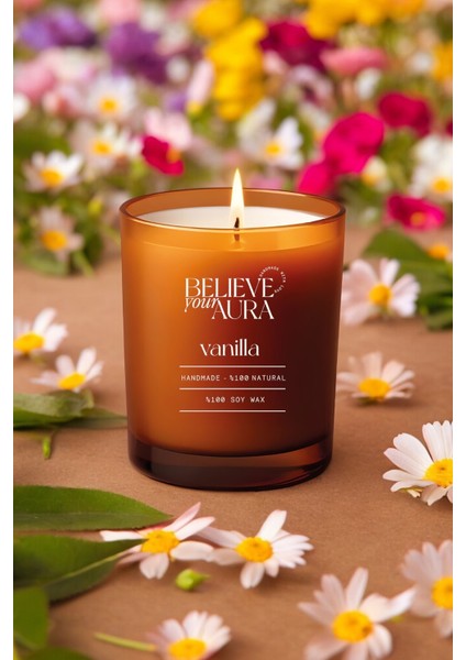 Vanilya Kokulu Mum - %100 Doğal Soya Mumu Lav Liberty Amber Bardak Mum - 280 cc fırsatları