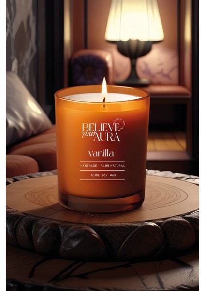 Vanilya Kokulu Mum - %100 Doğal Soya Mumu Lav Liberty Amber Bardak Mum - 280 cc indirimleri