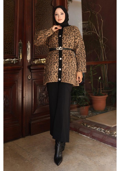 Leopar Desenli Triko Takım Taba 6147