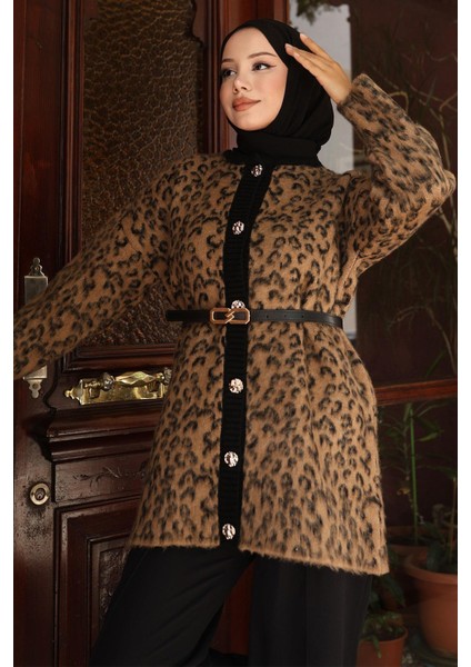 Leopar Desenli Triko Takım Taba 6147 fiyatları