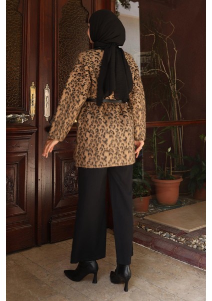 Leopar Desenli Triko Takım Taba 6147 fırsatları