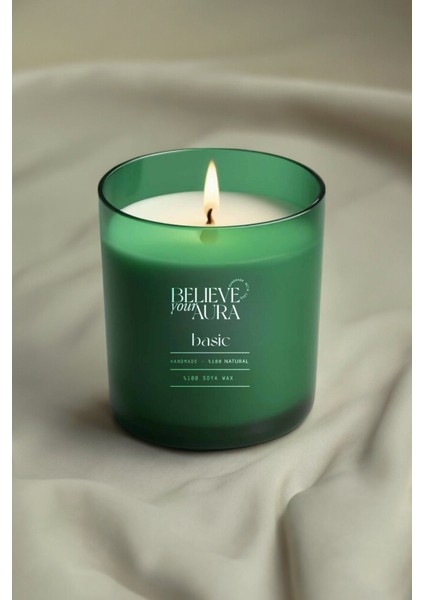 Kokusuz Dğal Mum - %100 Soya Mumu Lav Liberty Yeşil Bardak Mum - 280 cc