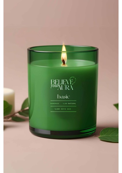 Kokusuz Dğal Mum - %100 Soya Mumu Lav Liberty Yeşil Bardak Mum - 280 cc indirimleri