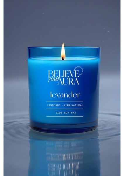 Lavanta Kokulu Mum - %100 Doğal Soya Mumu Lavanta Kokulu Mavi Bardak Mum - 280 cc fiyatları