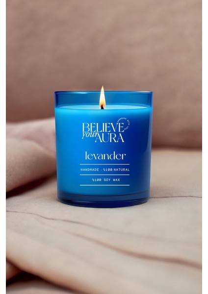 Lavanta Kokulu Mum - %100 Doğal Soya Mumu Lavanta Kokulu Mavi Bardak Mum - 280 cc modelleri