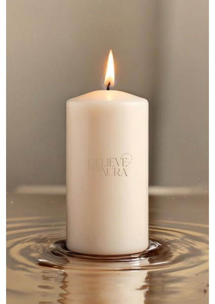 Pudra Kokulu Silindir Mum - %100 Doğal Soya Mumu Beyaz Dekoratif Mum - 600 gr modelleri