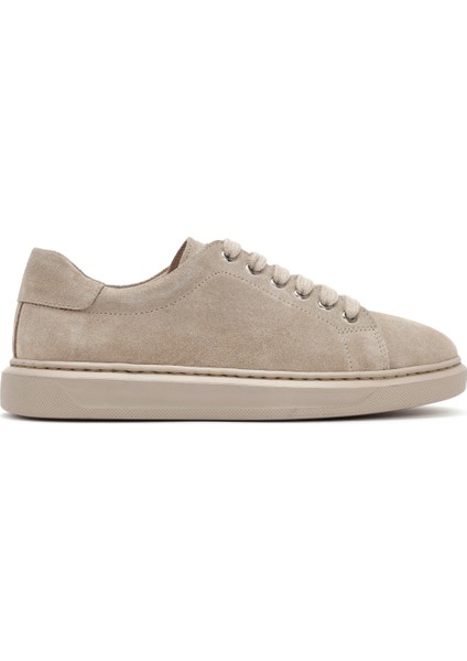Kadın Bej Bağcıklı Süet Deri Sneaker 25AFD500610